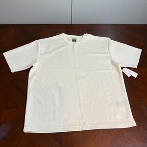 Saints Studio‎ Textured Geometric Crew Neck T-Shirt Cream XL
